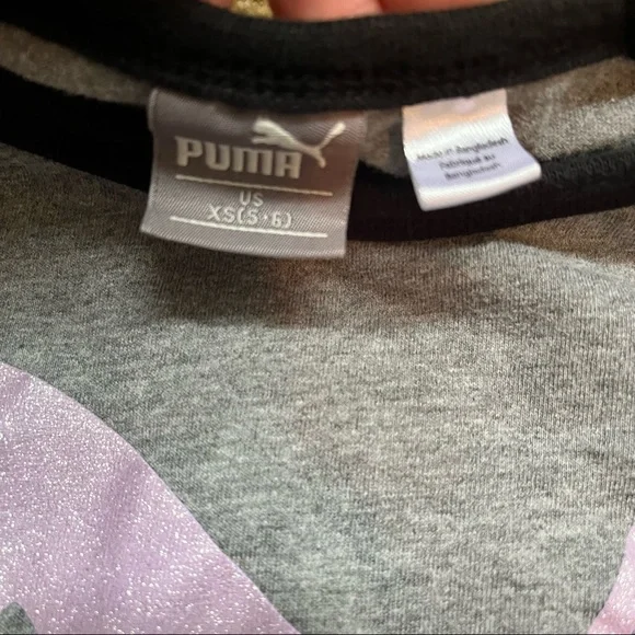 Puma Graphic Girls Long Sleeve Graphic Logo T-Shirt size 5-6 xs - Picture 3 of 4